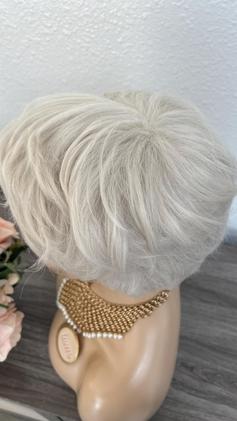 Silver Pixie Wig: Heat-Resistant Synthetic Hair | Little Wig Museum