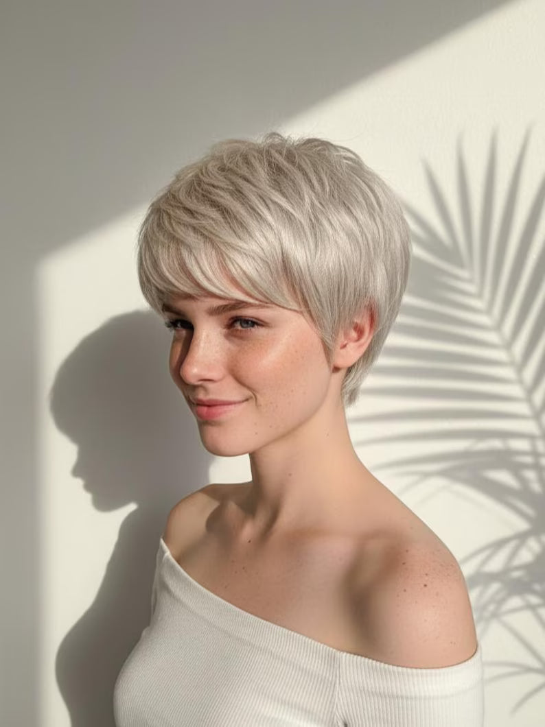 Silver Pixie Wig: Heat-Resistant Synthetic Hair | Little Wig Museum