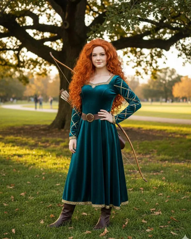 Brave Merida Wig: Orange Curly Costume Wig, Heat-Resistant Fiber 28 inch