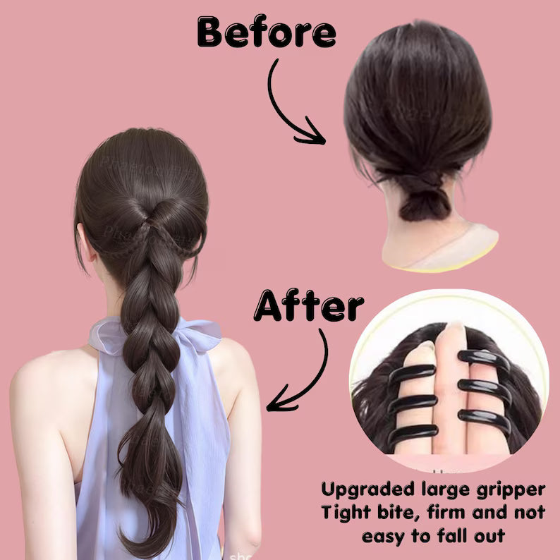 Princess Braid Wig, French Braid Hairpiece 45cm, Romantic Braided Wig, Brown Black Wig, Long Braided Hair, Synthetic Braid Wig