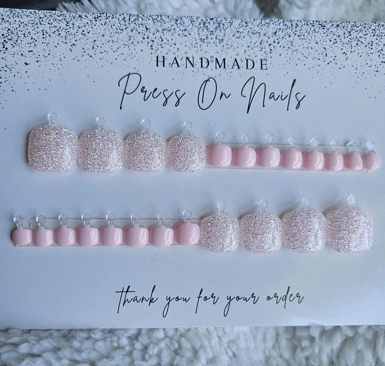 Classic French Tip Press On Nails & Toes Set | Salon Ready, Long Lasting, Reusable
