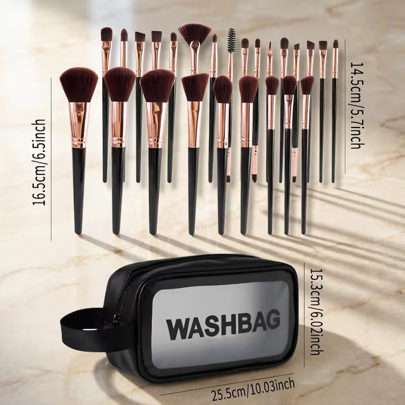 48pcs Makeup Brush Sponge Set, Black Beauty Blender Puff Kit with Wash Bag, Travel Cosmetic Tools Gift for Her