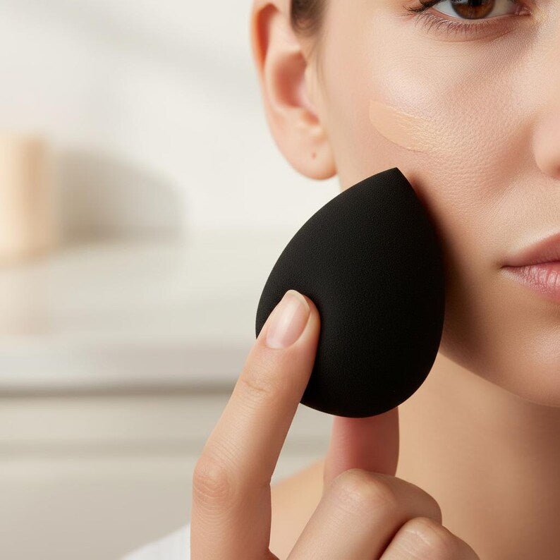 48pcs Makeup Brush Sponge Set, Black Beauty Blender Puff Kit with Wash Bag, Travel Cosmetic Tools Gift for Her