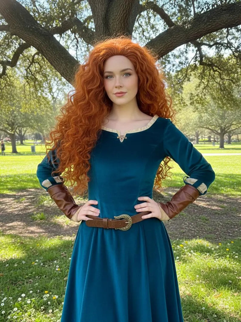 Brave Merida Wig: Orange Curly Costume Wig, Heat-Resistant Fiber 28 inch