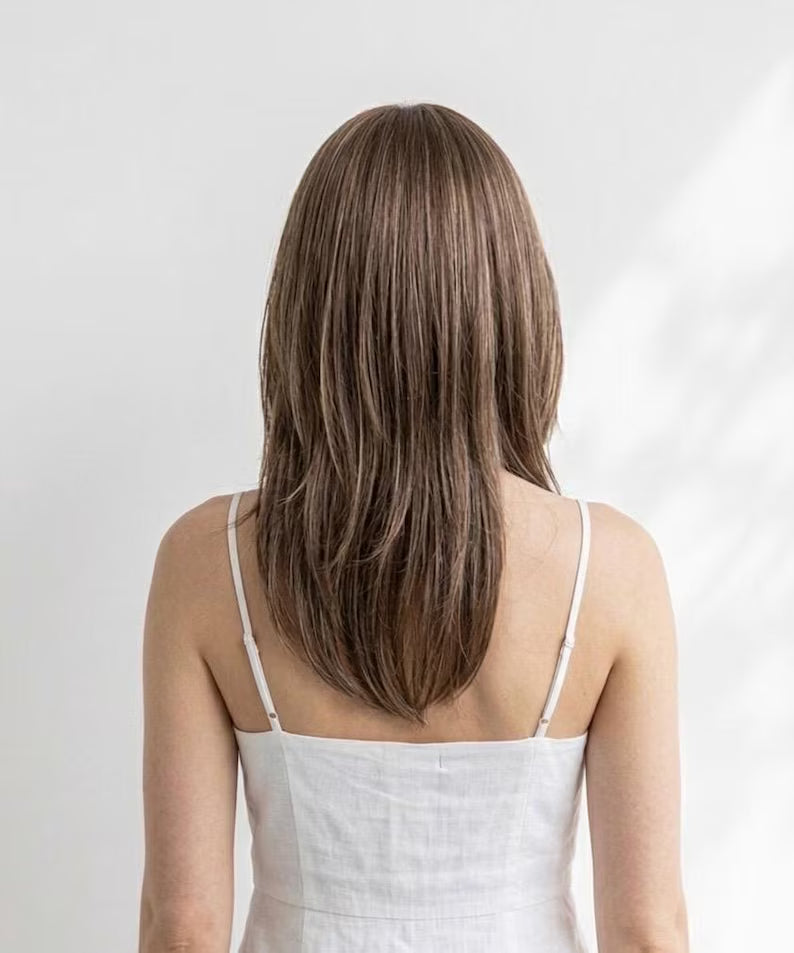 Brown Wig With Highlight and Layer Cut Synthetic Heat Resistant 18 inch