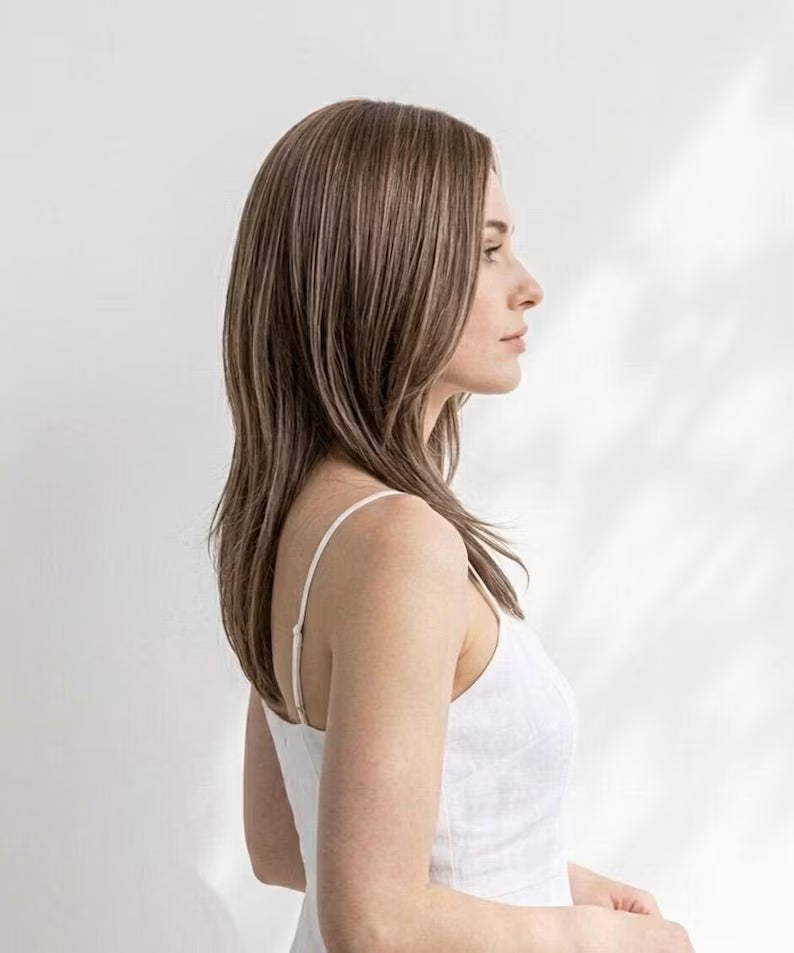 Brown Wig With Highlight and Layer Cut Synthetic Heat Resistant 18 inch