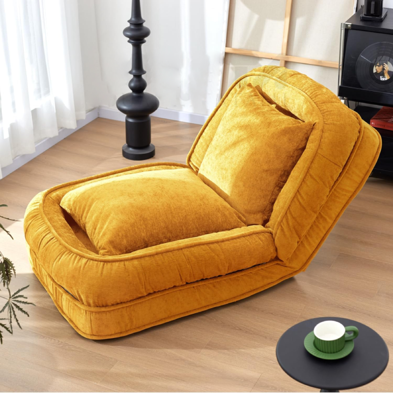 Foldable Lazy Sofa Bed Floor Chair - Adjustable Human Dog Bed for Adults Kids Floor Seats - Cozy Small Couch for Home Living Room