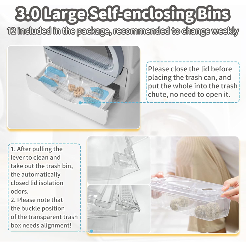 Extra Large Self-Cleaning Cat Litter Box, Non-Electric Pull-Out Design with Enclosed Lid, Odor Control & Easy Waste Removal