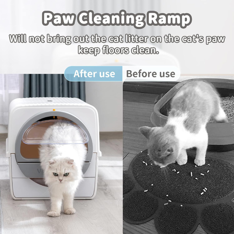 Extra Large Self-Cleaning Cat Litter Box, Non-Electric Pull-Out Design with Enclosed Lid, Odor Control & Easy Waste Removal