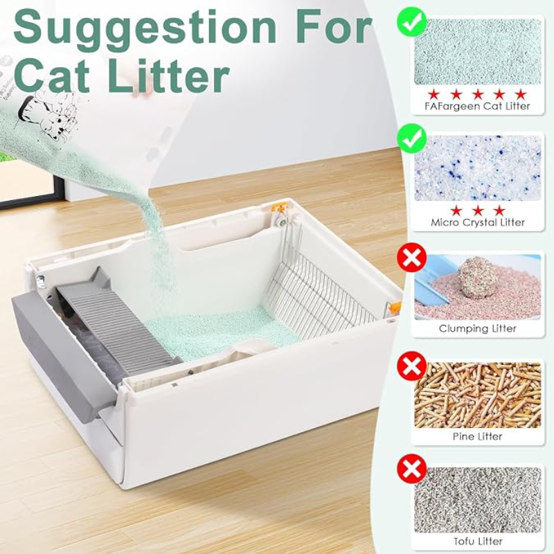 Extra Large Self-Cleaning Cat Litter Box, Non-Electric Pull-Out Design with Enclosed Lid, Odor Control & Easy Waste Removal