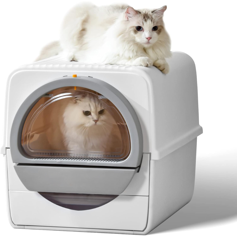 Extra Large Self-Cleaning Cat Litter Box, Non-Electric Pull-Out Design with Enclosed Lid, Odor Control & Easy Waste Removal