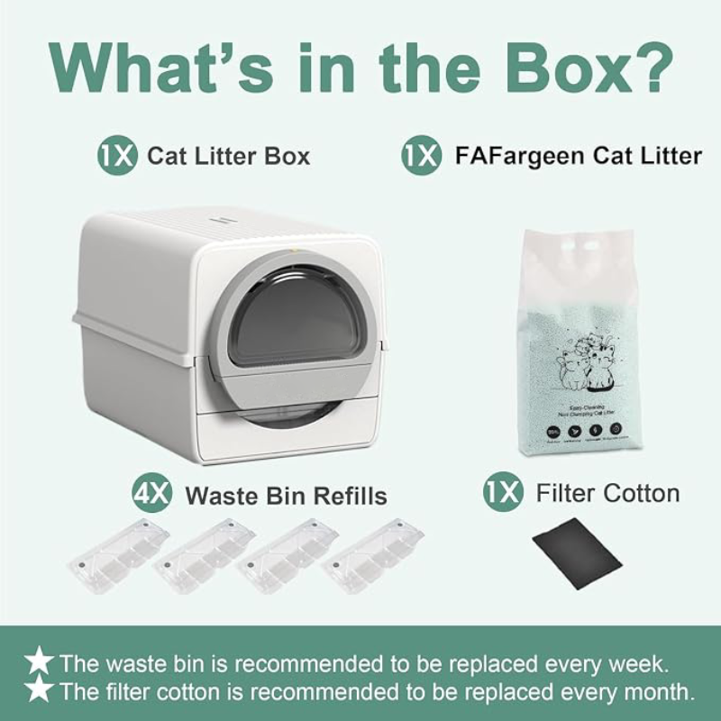 Extra Large Self-Cleaning Cat Litter Box, Non-Electric Pull-Out Design with Enclosed Lid, Odor Control & Easy Waste Removal