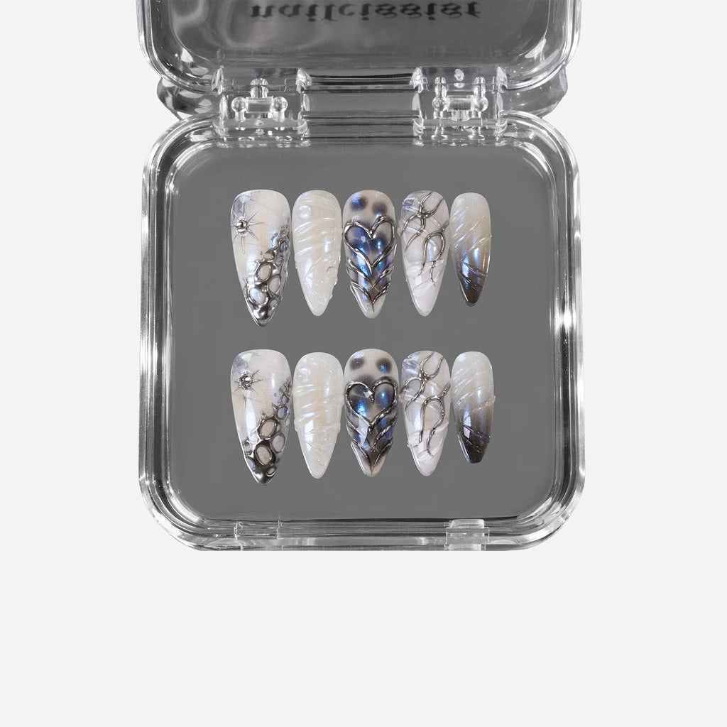 Galaxy Gradient Press-On Nail Set – Metallic Starry Almond Tips