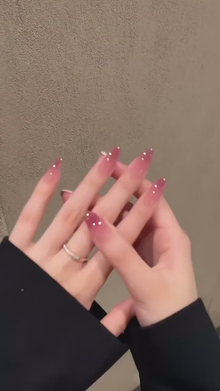 Elegant Pink Ombre Press-On Nails, Natural Long False Nails, Minimalist Gradient Nail Art