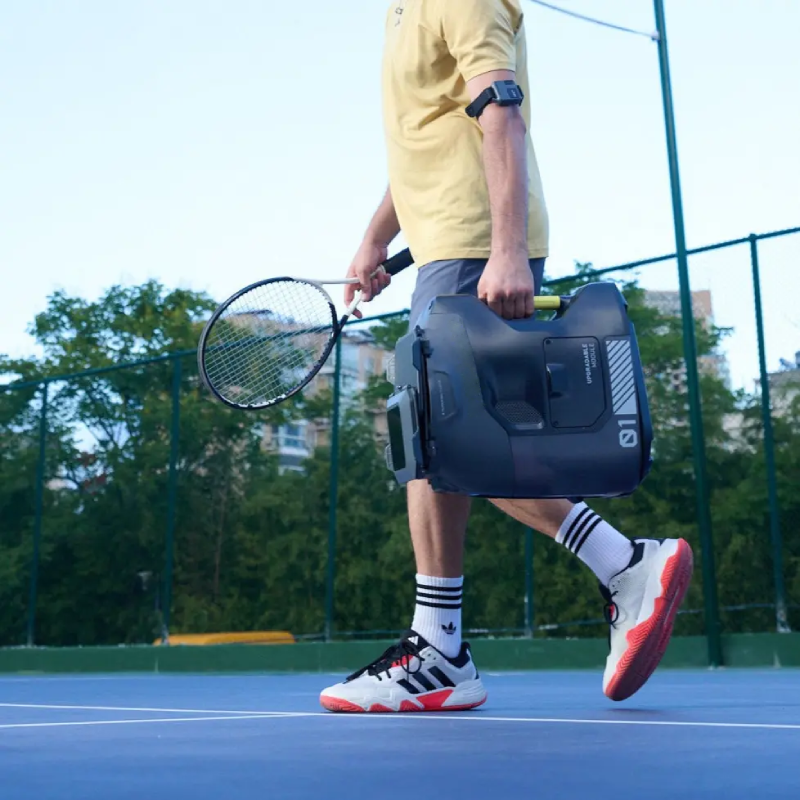 Smart Tennis Ball Machine with App & Voice Control, 100+ Ball Capacity, Adjustable Speed, Spin & Trajectory