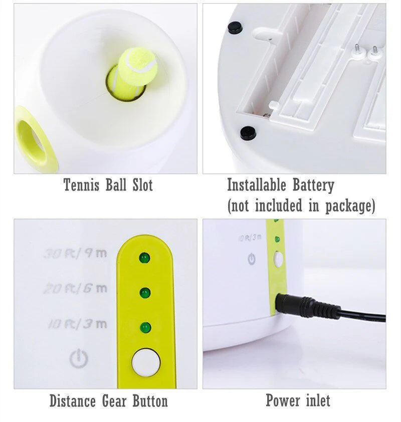 Automatic Dog Ball Launcher, Interactive Tennis Ball Thrower Toy with Adjustable Distance, Self-Loading Design for Indoor & Outdoor Play