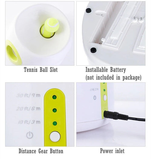 Automatic Dog Ball Launcher, Interactive Tennis Ball Thrower Toy with Adjustable Distance, Self-Loading Design for Indoor & Outdoor Play