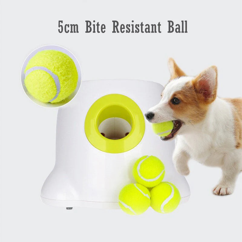 Automatic Dog Ball Launcher, Interactive Tennis Ball Thrower Toy with Adjustable Distance, Self-Loading Design for Indoor & Outdoor Play