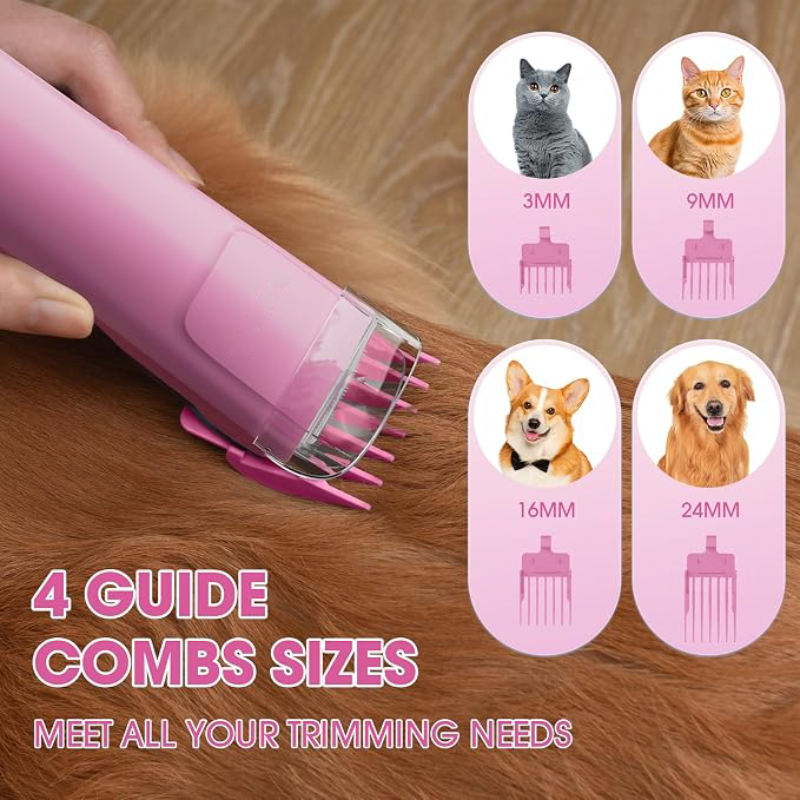 Dog Grooming Vacuum and Dryer Kit, Blower for Pet Vacuum Grooming 7 in 1 with Clippers for Dogs Hair Shedding Brush Remover Tools at Home Pink