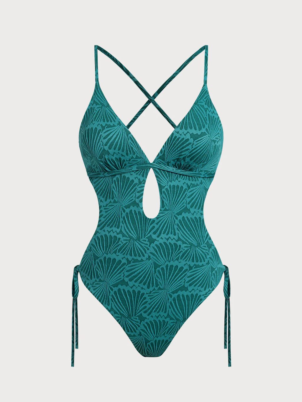 Dark Green Womens Crinkle Textured One Piece Swimsuit
