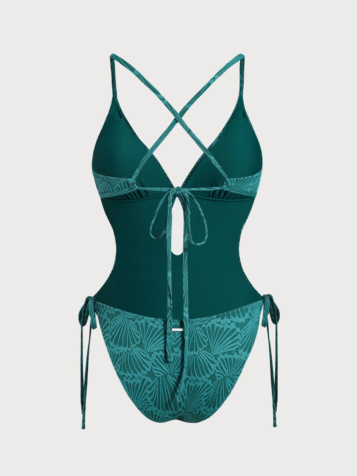 Dark Green Womens Crinkle Textured One Piece Swimsuit